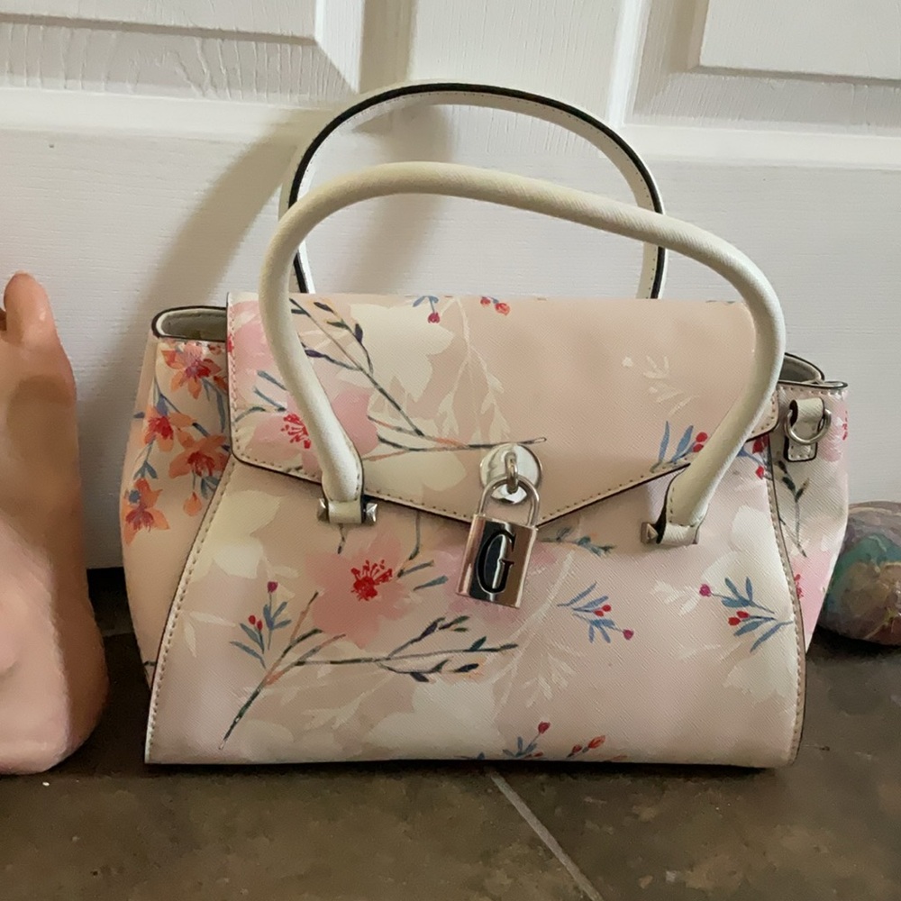 G by Guess Pink and White Floral Satchel